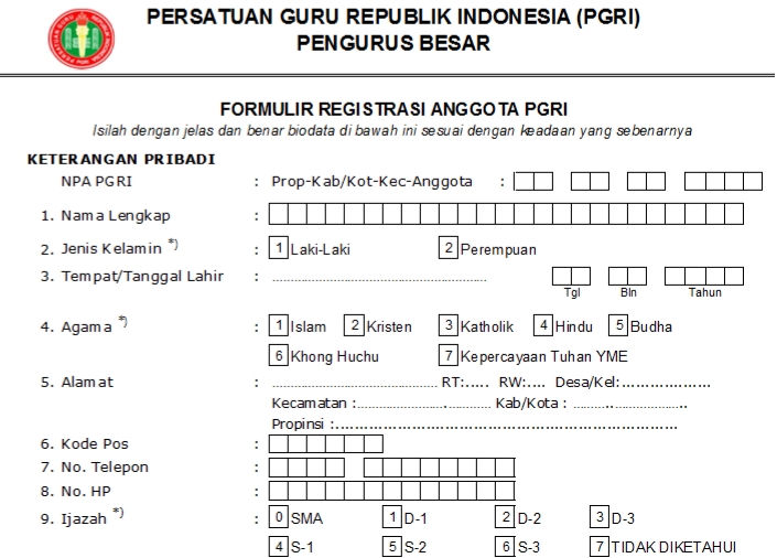 Pendaftaran PGRI Kumai - Persatuan Guru Republik Indonesia Cabang Kumai
